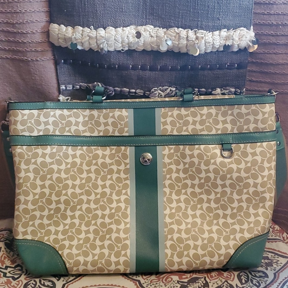Coach Gender Neutral Seafoam Color Baby Bag